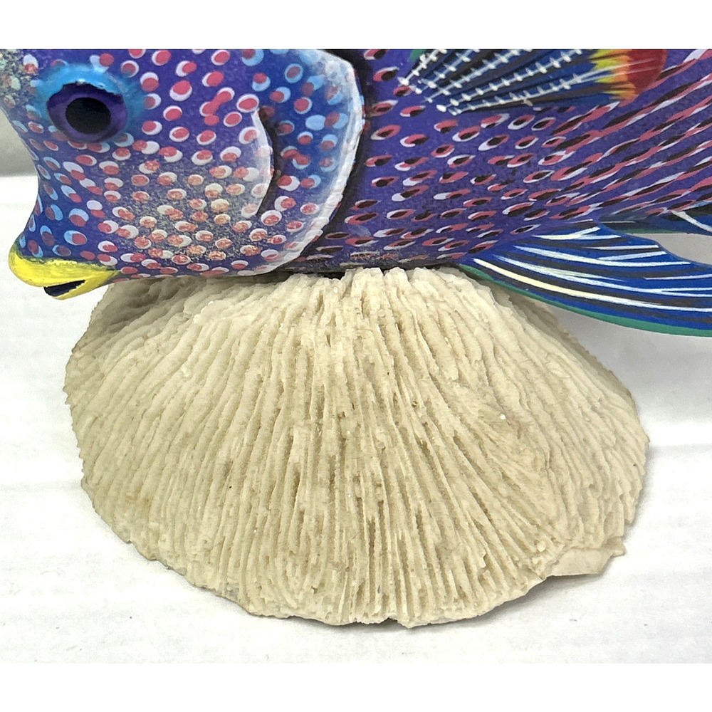 VTG Large Rainbow 3D Hand Carved Hand Painted Wood Fish Sculpture On Coral READ - Picture 8 of 14